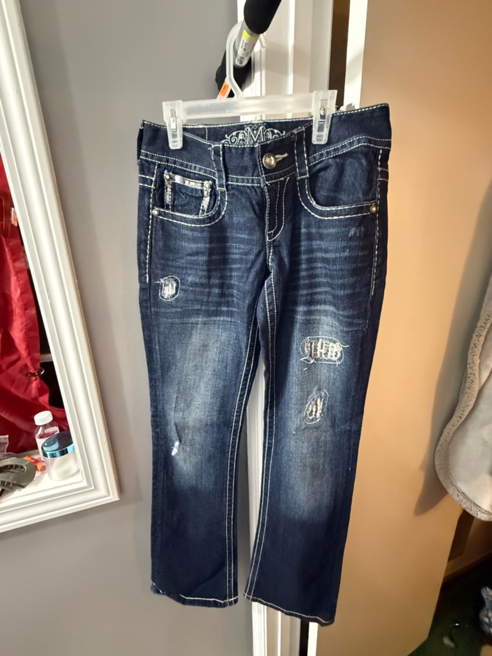Maurices Dark Blue Boot cut Distressed Jeans
